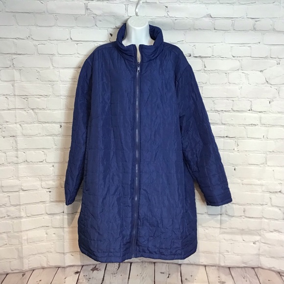 WOMAN WITHIN PUFFER COAT PACKABLE LIGHTWEIGHT NAVY NWOT SZ 2X - Picture 3 of 6